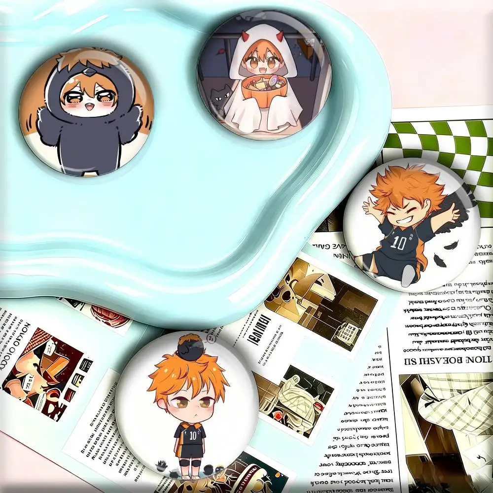 Anime H-Haikyuu S-Shoyo Hinata  25 32 44 58 75mm Badges Personalized Round Brooches Pins Accessory Gift
