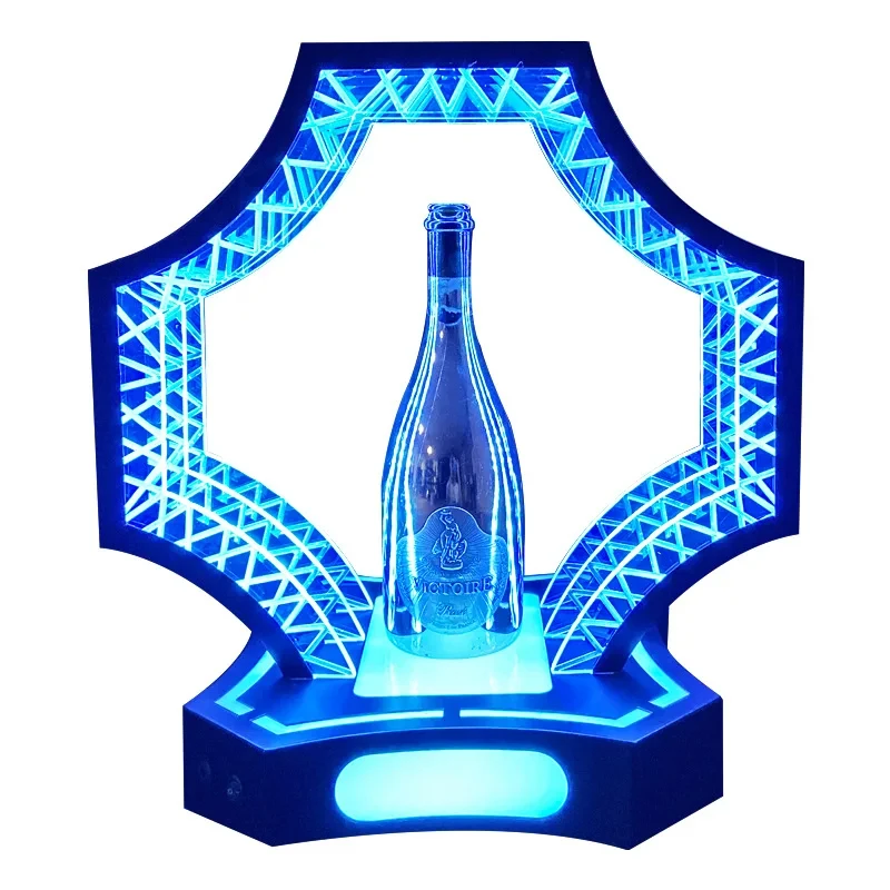 2025 New Ice Blue Light Bar Night Club Ktv Wine Artifact Xo Champagne Wine Rack Props Vinhos Acessórios