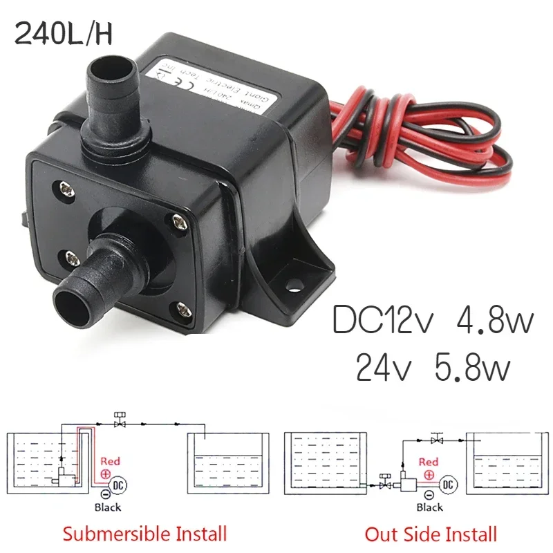 Mini DC12V 240L/H Brushless Motor Submersible Pump 12v 4.8w 24v 5.8w High Quality Small Electric Pump Can Be Solar Energy