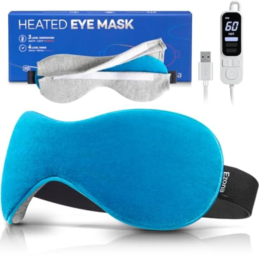 

Heated Eye Mask, Warm Eye Compress Mask for Dry Eyes, USB Electric Eye Heating Pad with Temperature and Timer Control, Dry Eyes