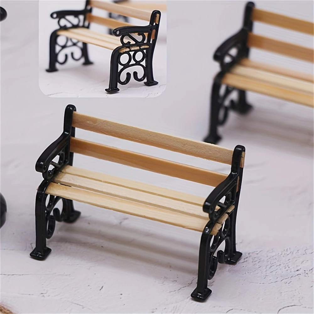 1 piece, doll house mini park bench, gardening accessories, miniature courtyard scene prop model, exquisite handicrafts