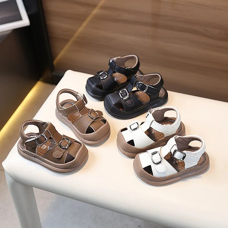 

Toddlers Girls Flat Sandals Summer New Children Fashion Boys Causal Sandals Non-slip Kids First Walker Sandals Hollow-out Soft