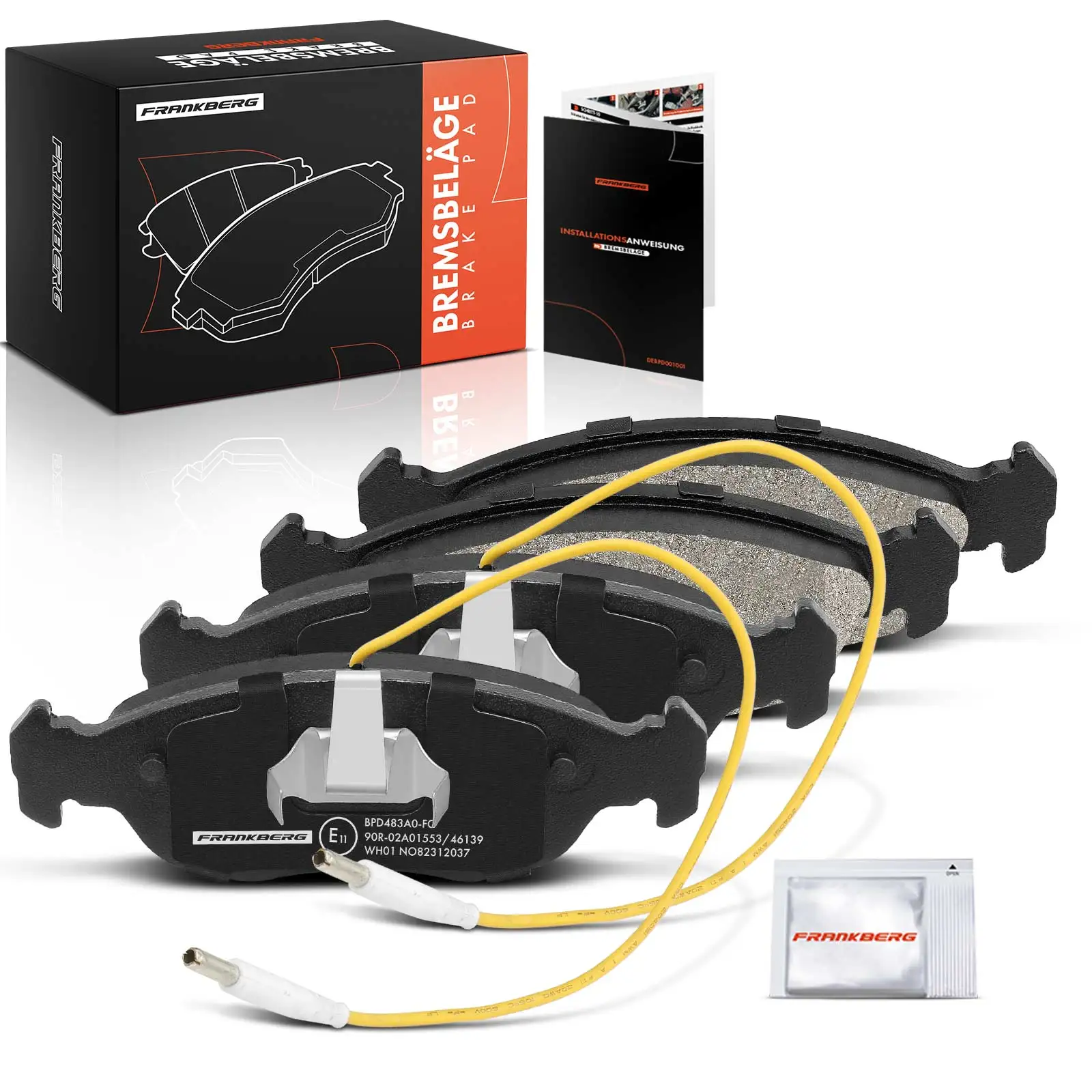 Plaquettes de frein avant Frankberg 4x pour Peugeot 106 I II, 205 Van/Hatchback, 306 Cabriolet, Hatchback ; Numéros de pièces 425103, 425122, 425315