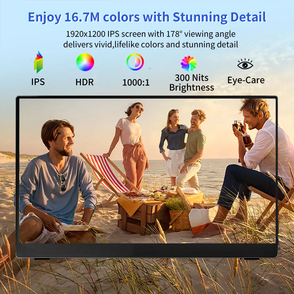 MAFNKOU 13.3-inch Portable Monitor Touch Screen  Display 1920 * 1200 100%sRGB ,Suitable for Design, Editing, Video Editing, Imag