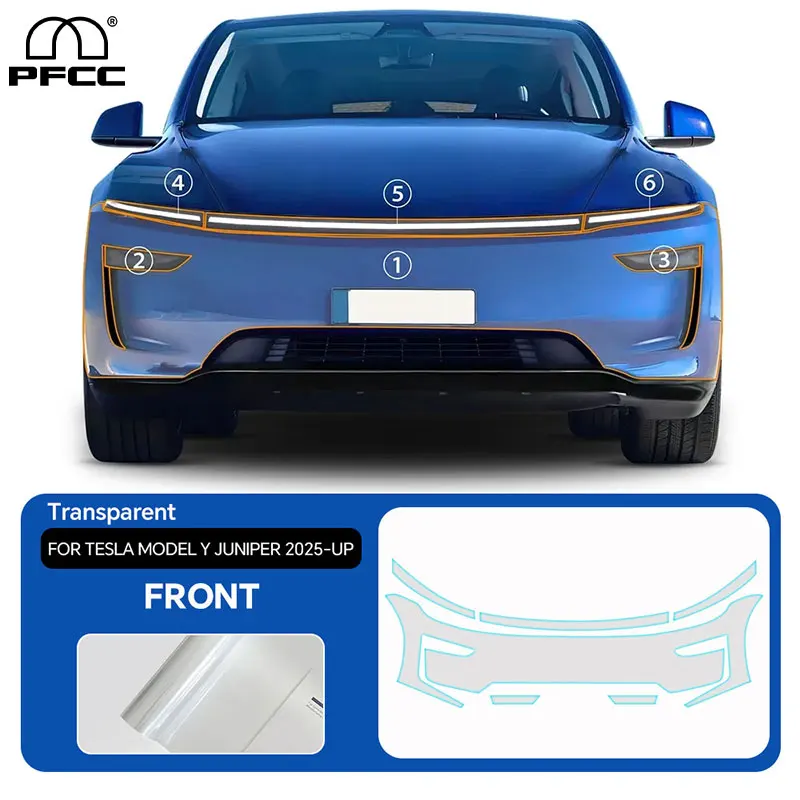 

Предварительно вырезанная защитная пленка PFCC для Tesla Model Y Juniper 2024 2025 8,5 толщины автомобиля, прозрачная наклейка из ТПУ PPF, автонаклейка, аксессуары