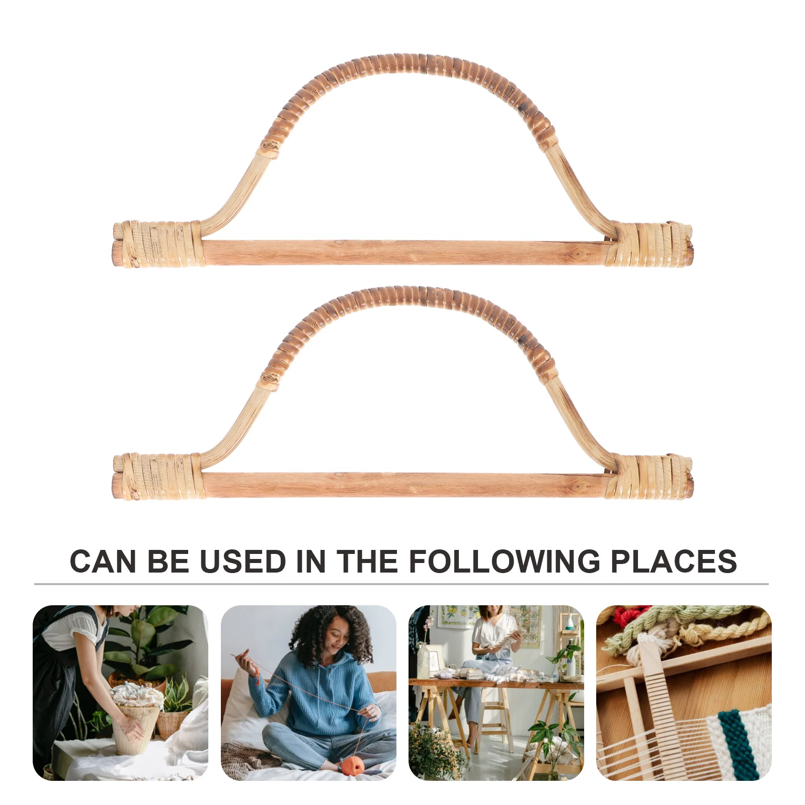 

2Pcs Bamboo Bag Handles Stylish D Shape Half Handles Replacement DIY Rings for Handbag Craftwork DIY Replacement Handle Rings