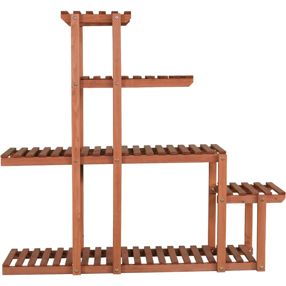 Multi Tier Plant-Stands Stand for Flowers Medium Brown Freight Free Outdoor Furniture