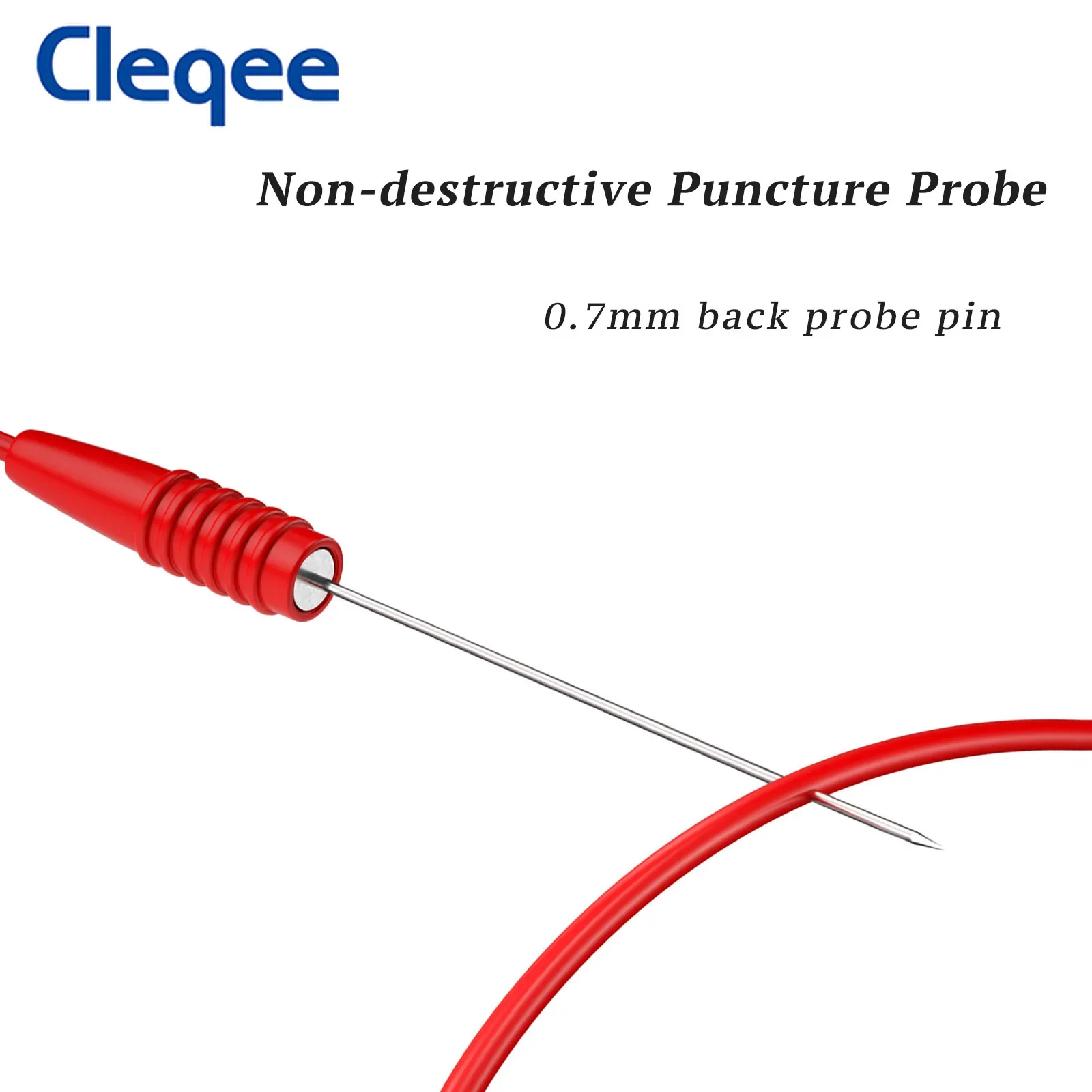 Cleqee P1046 2pcs 0.7mm Test Probe Cables Sharp Puncture Needles Pin Wires with 2mm Inner-spring Socket for Elactrical Testing