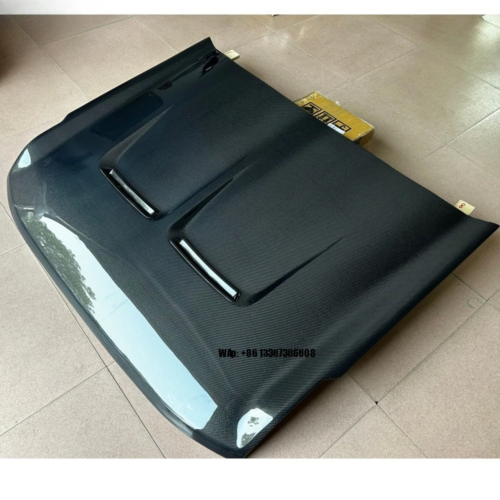 

New Carbon Fiber Engine Hood for Bronco-Bolt-On Installation Dual Hole Open Ventilated Design Bolts Wet Carbon Fiber