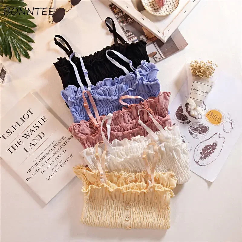 Camisole Women Solid 5 Colors Daily Casual Slim Summer Hot Sale Elegant Korean Style Sexy Female Tops Ins Harajuku Vintage Chic