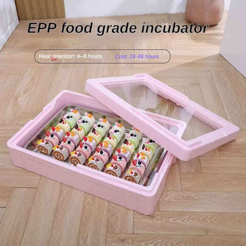 

Outdoor Refrigerated Commercial for Tiramisu Cake Special Transparent box cover Layered Stacking EPP Food Grade Cold Storage Bo