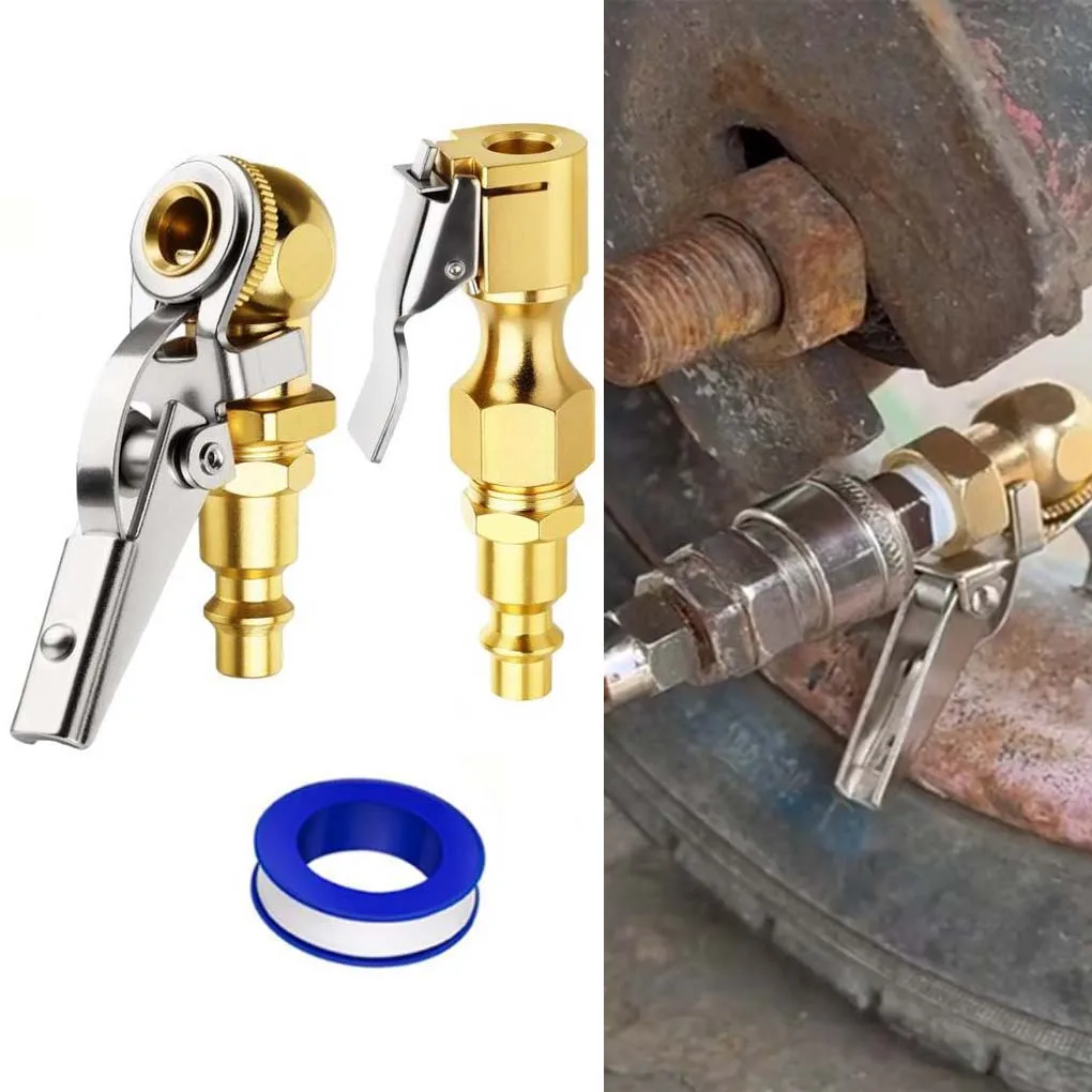 2PCS Closed Flow Tire Chuck 1/4in FNPT Locking Pneumatic Connector Quick Twist Air Pump Nozzle For Car Truck SUV Wheel Inflation
