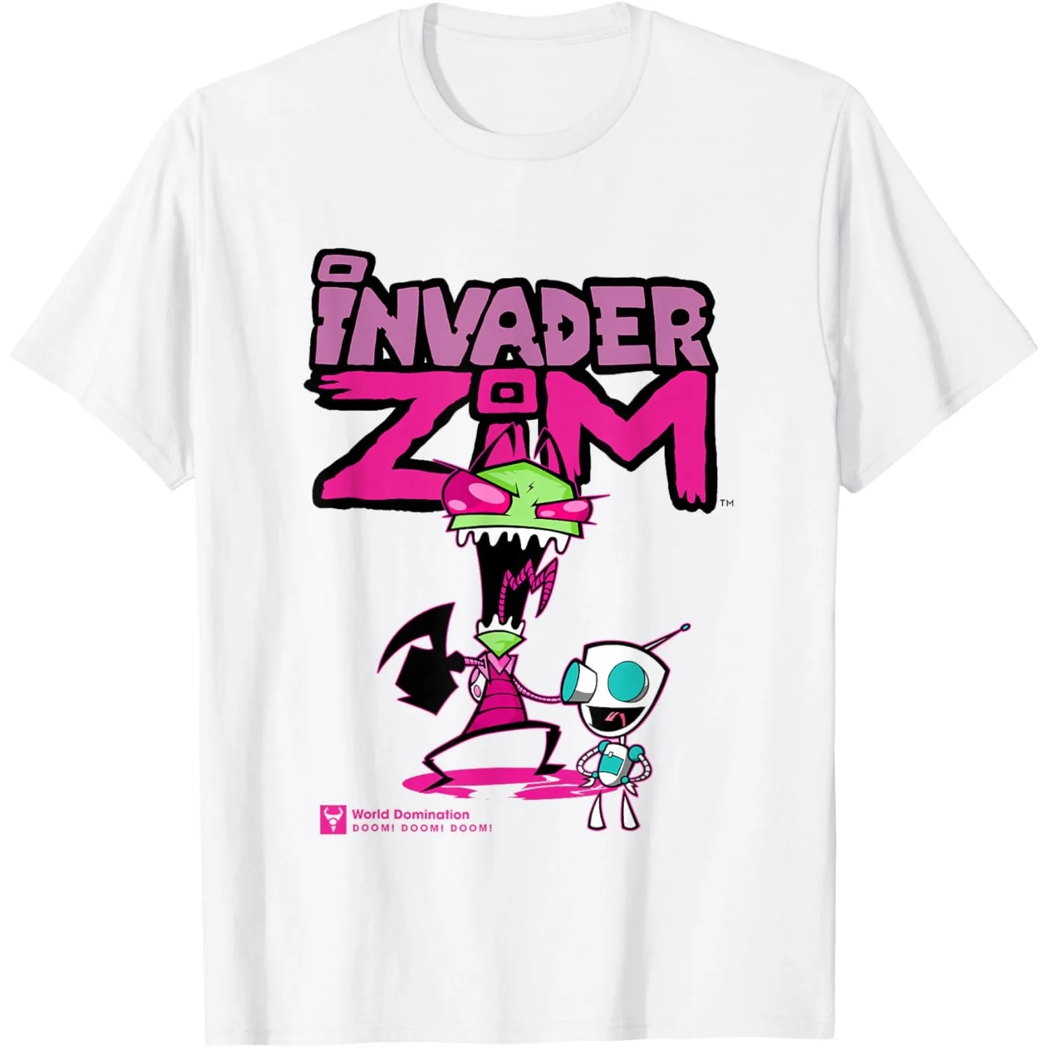 

Invader Zim World Domination Doom Graphic Short Sleeve Cotton T-Shirt For Men