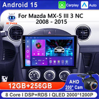 Android 15 2K For Mazda MX-5 III 3 NC 2008 - 2015 Car Radio Multimedia Video Player Navigation stereo GPS Head Unit Screen