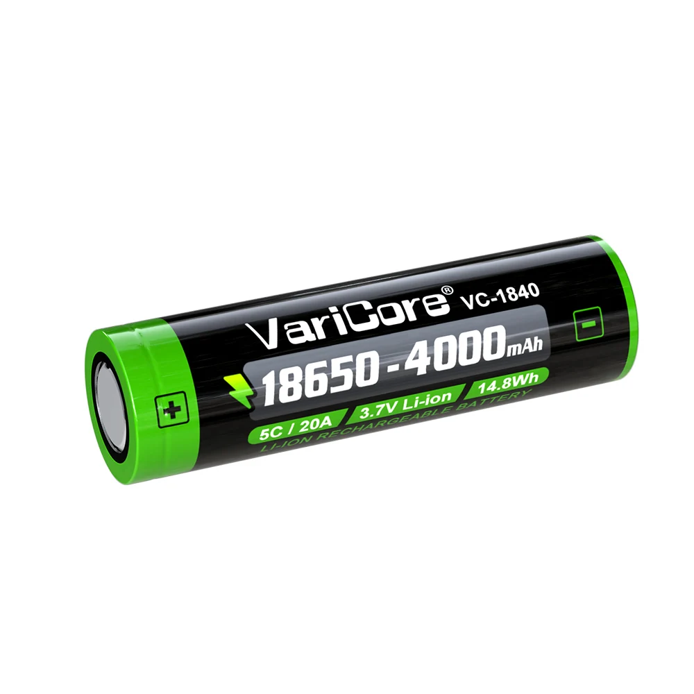 VariCore VC-1840 3.7V Li-ion 18650 Baterai 4000MAh 20A Catu Daya Debit Baterai Senter Lampu Depan Bank Daya Portabel