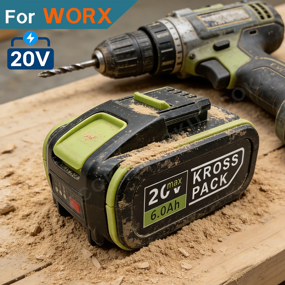 

Литиевая батарея 20В 6.0Ач для Worx Kross Pack WA3551 WA3553, совместимая с беспроводными электроинструментами WU279 WU377 WU800 WX372
