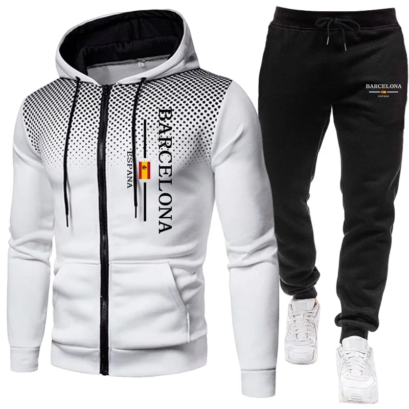 New Men's Jacket Tracksuit Daily Casual Zipper Hooded Sweatshirt Dot Coat Autumn Winter Sports Clothing Outdoors Streetwear Suit view 4