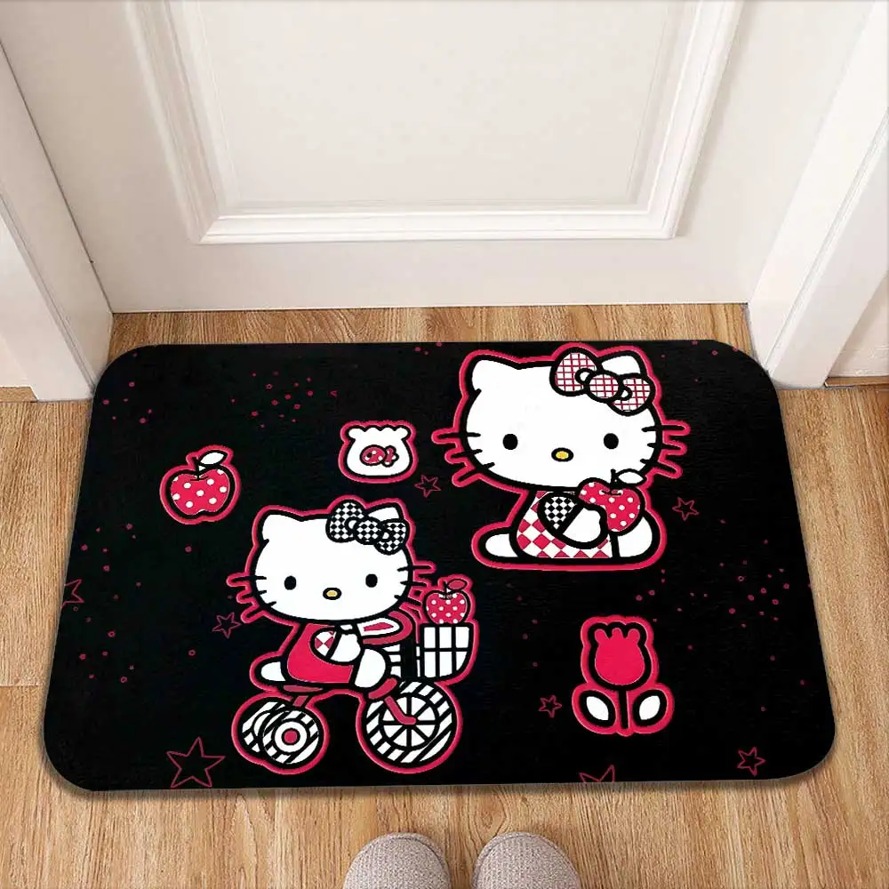 

Entrance Door Mat Kawaii Black Kitty Kitchen Decoration Motorcycle Carpet Living Room Rugs Bath Mats Floor Carpets Bathroom Rug