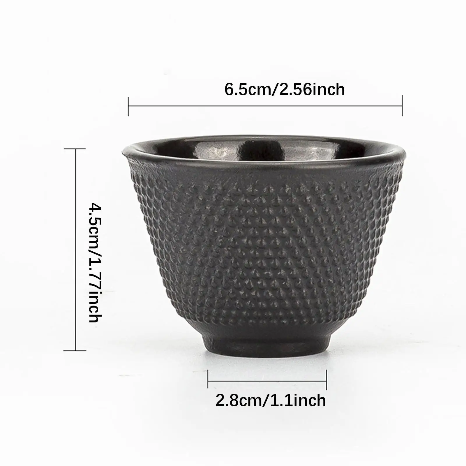 Taza de té de hierro fundido con base, taza de té vintage, vajilla única, taza de té ornamental, taza de trabajo, taza de té de kungfú negra