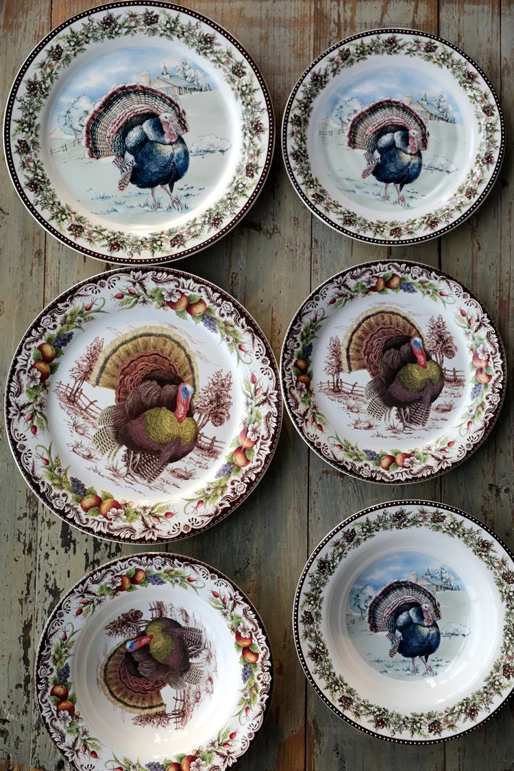 

Turkey series plates exported to the United States ceramic underglaze color turkey traditional festival illustration style