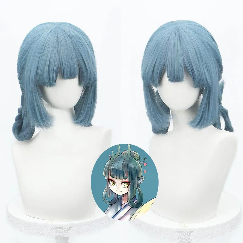 

Macaron Blue Woman Human Wig Pigtails Long Hair High-temperature Silk Festival Party Masquerade Simulated Hair Fashion Full Wigs
