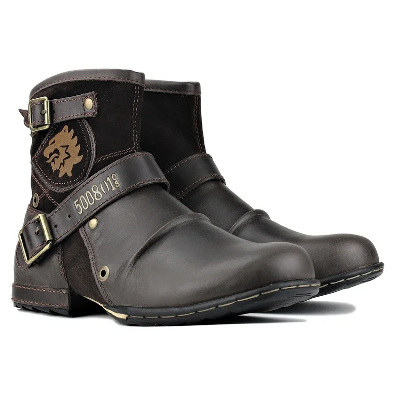 Botines de alta calidad para hombre, botas vaqueras de trabajo con cremallera, estilo occidental, a la moda, talla grande 39-48, novedad de 2022