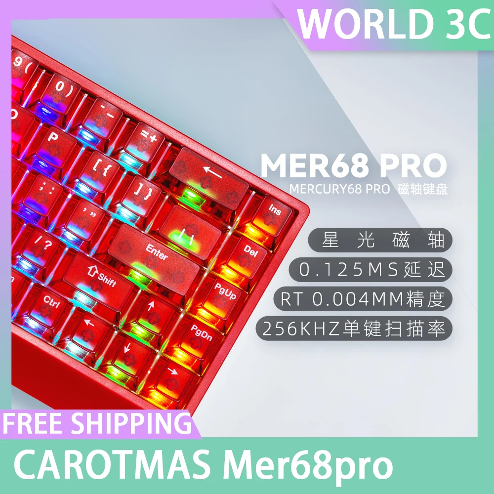 

Магнитный переключатель CAROTMAS Mer68pro MERCUPYE68 PRO игровая клавиатура с эффектом Холла, быстрый триггер, скорость отката, 0,125 мс, 0,004 мм, клавиатура
