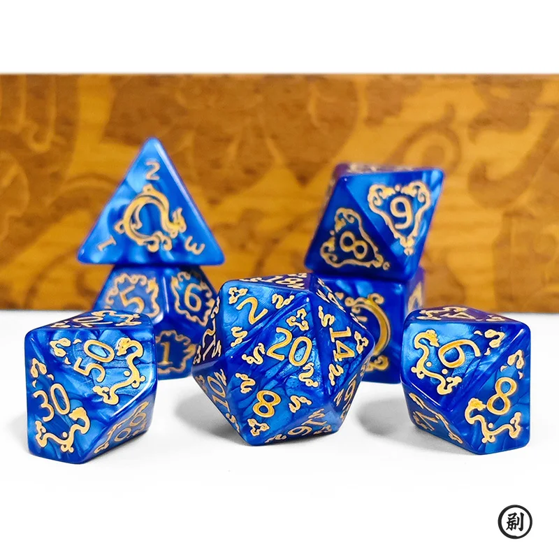 7pcs DND Dice 7Pcs/set Dragon Pattern Polyhedral Dices Role Playing D&D TRPG Board Game Dice As Gift Entertainment Accessories
