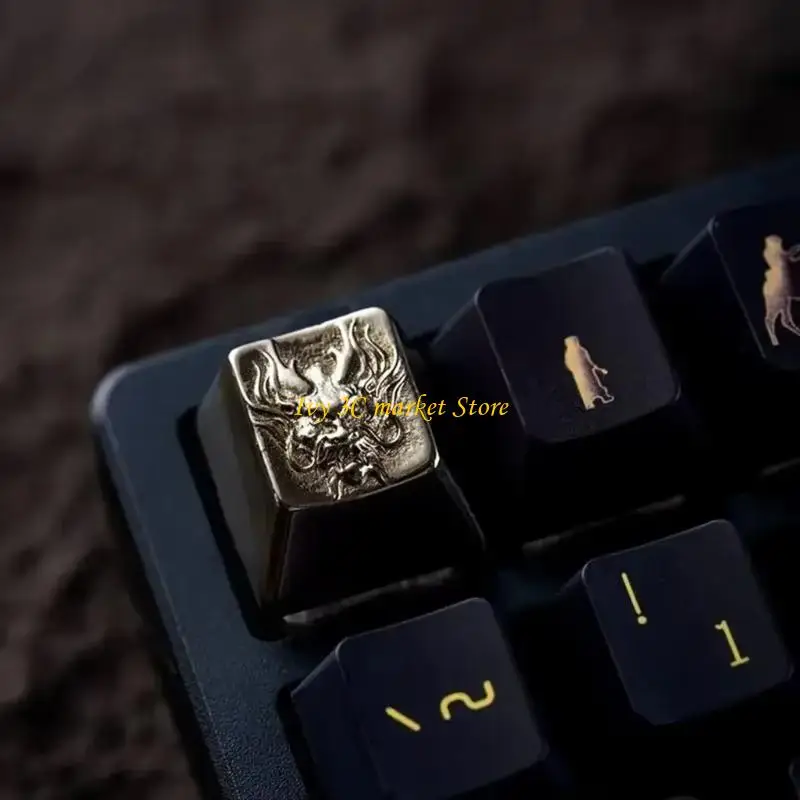 

D7YC 1PC Copper Dragon Keycap for Mechanical Keyboards Keycap Replacement
