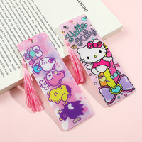 Sanrio Series Tassel Bookmark Cute Anime Cartoon Hello Kitty Kuromi Acrylic Bookmarks, Fan Collection Stationery Reading Markers