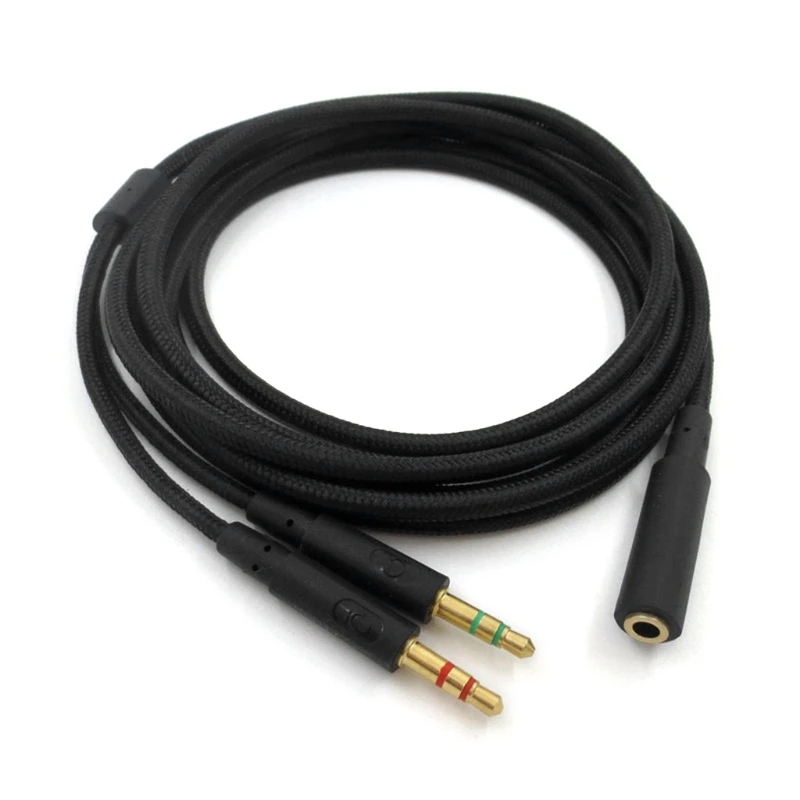 3.5mm Universal 2 in 1 Gaming Headphone Extend Cable for HYPERX Cloud II/for Alpha/Cloud Flight Headphone For Comp