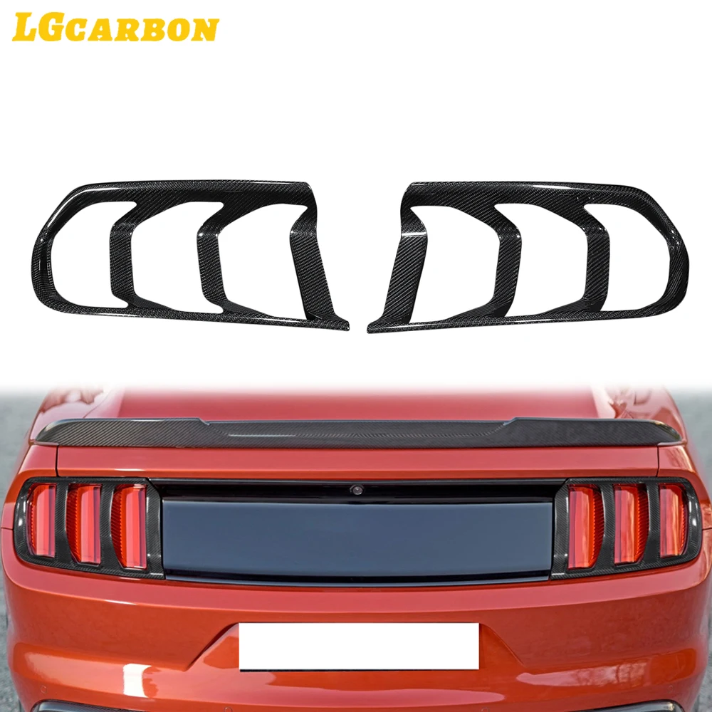 

LGcarbon Real Carbon Fiber Car Rear Tail Light Frame Lamp Cover Sticker Accessories for Mustang 2015+