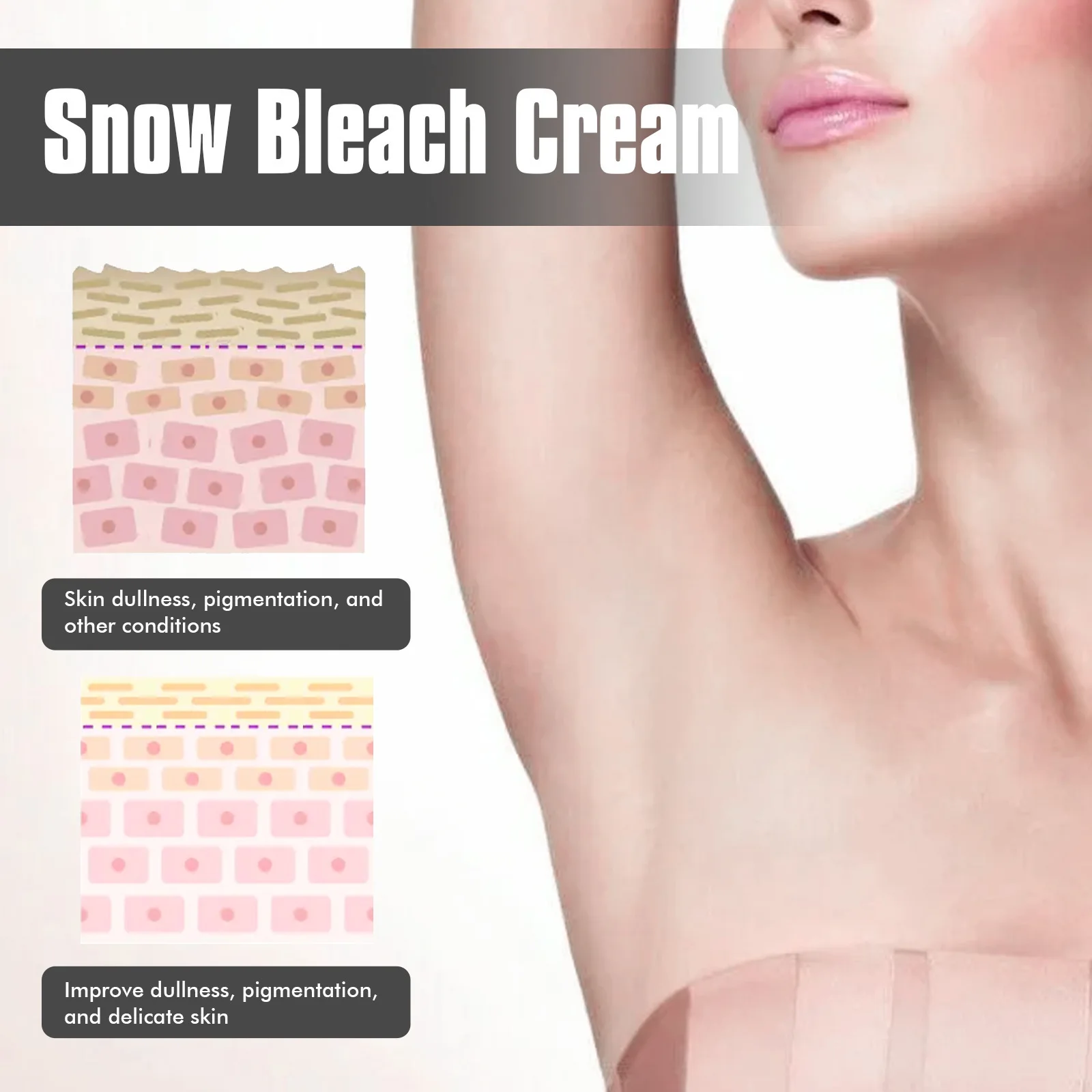 Snow Bleach Cream Vitamin C Brightening Private Parts Underarm Bleaching Armpit Elbows Knees Lightening Moisturizing Body Lotion