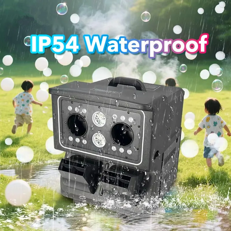 4 Head Rainproof 1500W DMX Remote Control LED RGB Fog Bubble Machine with Metal for Indoor/Outdoor Stage DJ Bar Party Events