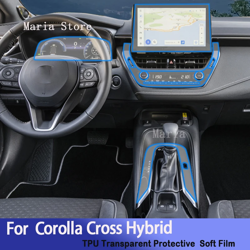 

For Corolla Cross Hybrid（2022-2023）Car Interior Center Console Transparent TPU Protective Film Anti- Repair Sticker