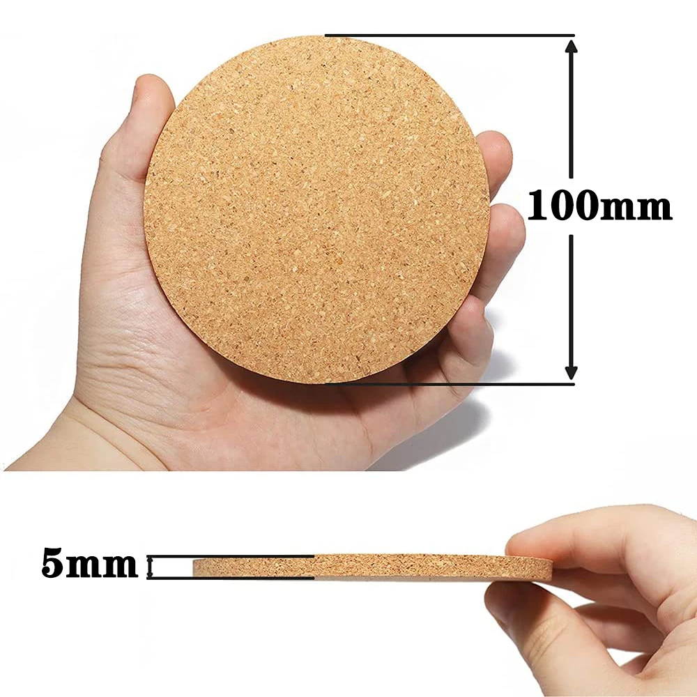 Cork Coaster Engraved Tree Man Design Tea Coffee Mug Drinks Holder for Kitchen Natural Wooden Mat Tableware Round Drink Coaster