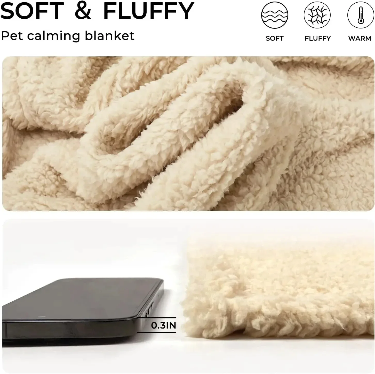 1pcs Calming Blankets Fluffy Premium Fleece Pet Blanket Soft Sherpa Throw for Dog Puppy Cat Beige Bed Sheet Free Shipping