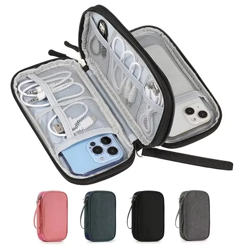 Travel Organizer Bag Electronics Accessories Portable Waterproof Double Layers Cable Storage Bag For Cable Hard Disk Power Bank