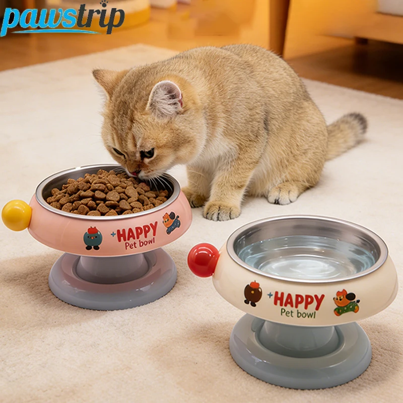 

O Pet Приподнятая миска для кошек, высокая миска для воды для кошек, съемная защитная миска для котят, нескользящая миска-кормушка для животных, аксессуары для кошек