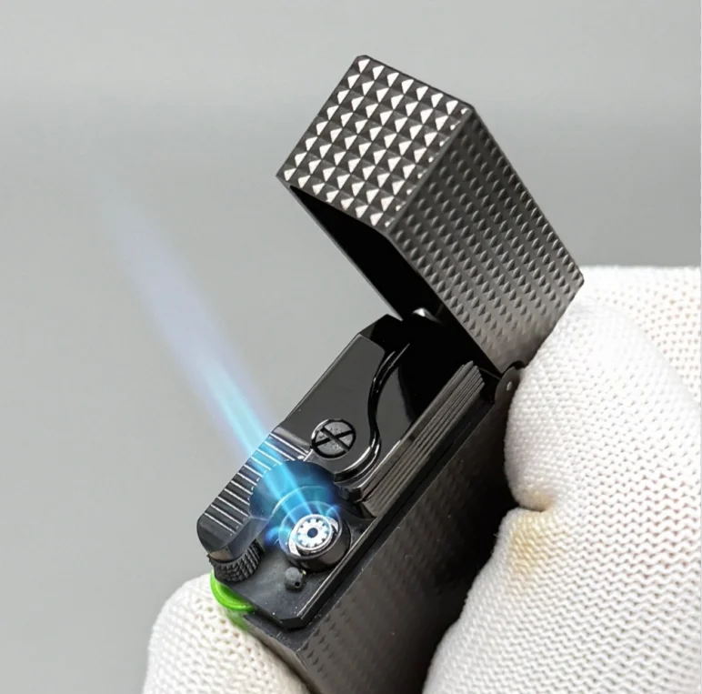 Premium Side‑Trigger Butane Lighter, Dual‑Mode Soft & Jet Flame, Reusable Butane Cigar Lighter, Distinct Snap Sound