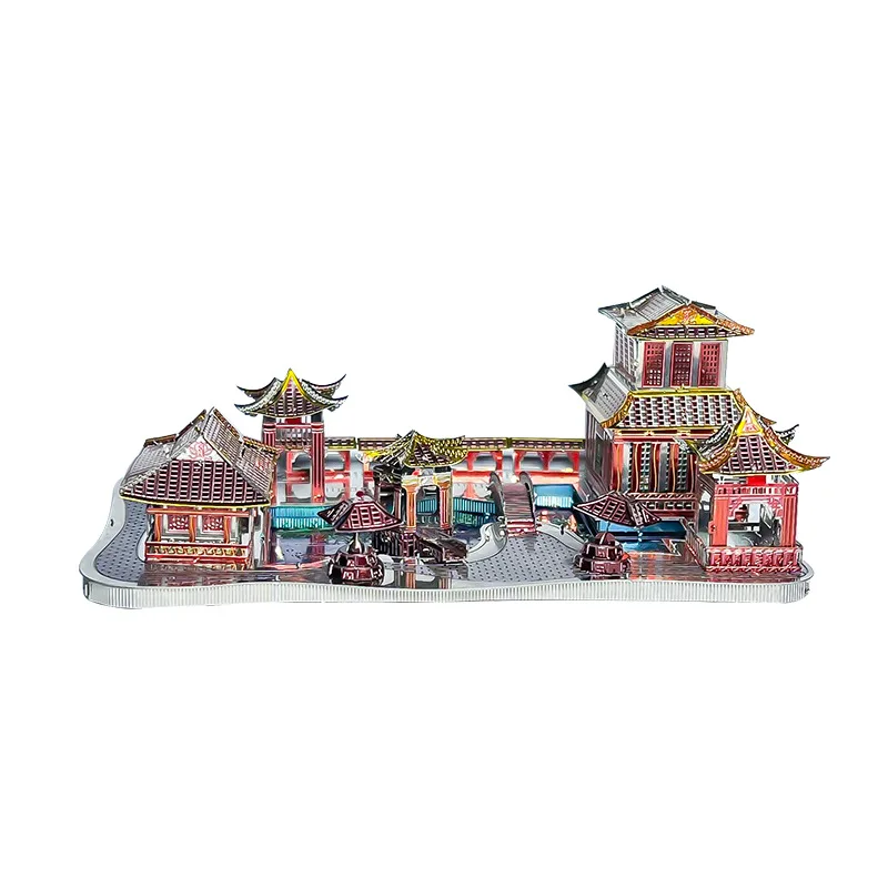 Colorful Suzhou Gardens 3D Metal Puzzle DIY Handmade Chinese Classical Architecture Assembly Model Jigsaw Puzzle Toys Gifs view 5