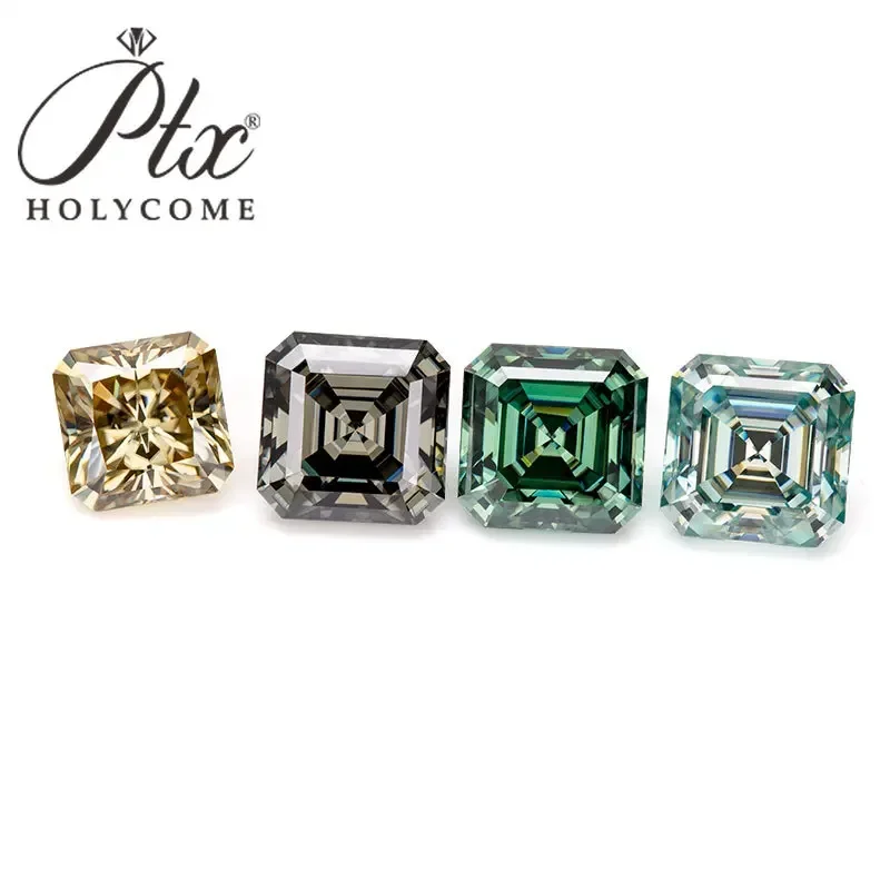 

PTX Aqua Blue Brilliant Cut Asscher 100% муассанит заводской сертификат GRA бусины подвески для изготовления ювелирных изделий оптовая цена