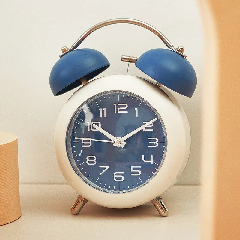 Wake Up Alarm Clock Creative Students Children Watch Metal Ringing Digital Silent Night Light Bedroom Desktop Clock Decorate