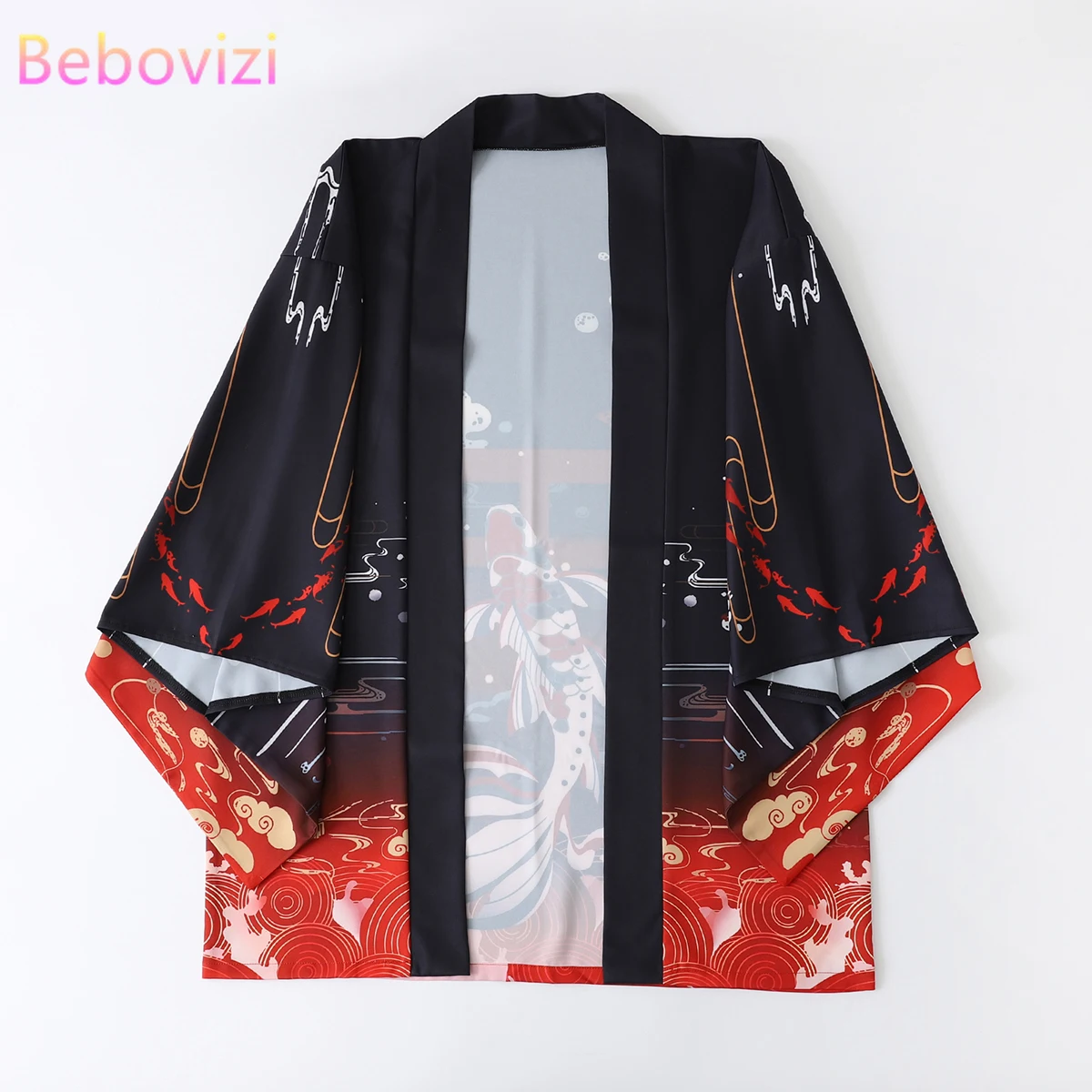 2021 New Summer Carp Printing Loose Japanese Streetwear Cardigan Women Men Harajuku Haori Kimono Cosplay Blouse Top Yukata