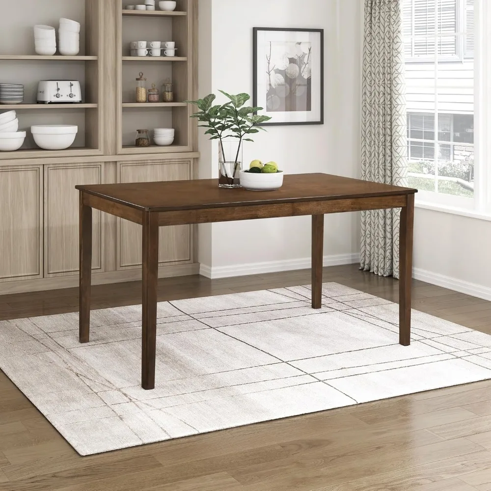 

55.5" Dining Table for 4, Modern Rectangular Dining Room Table, Wood Dining Table, Modern Wood Table with Solid Wood Leg for Ki