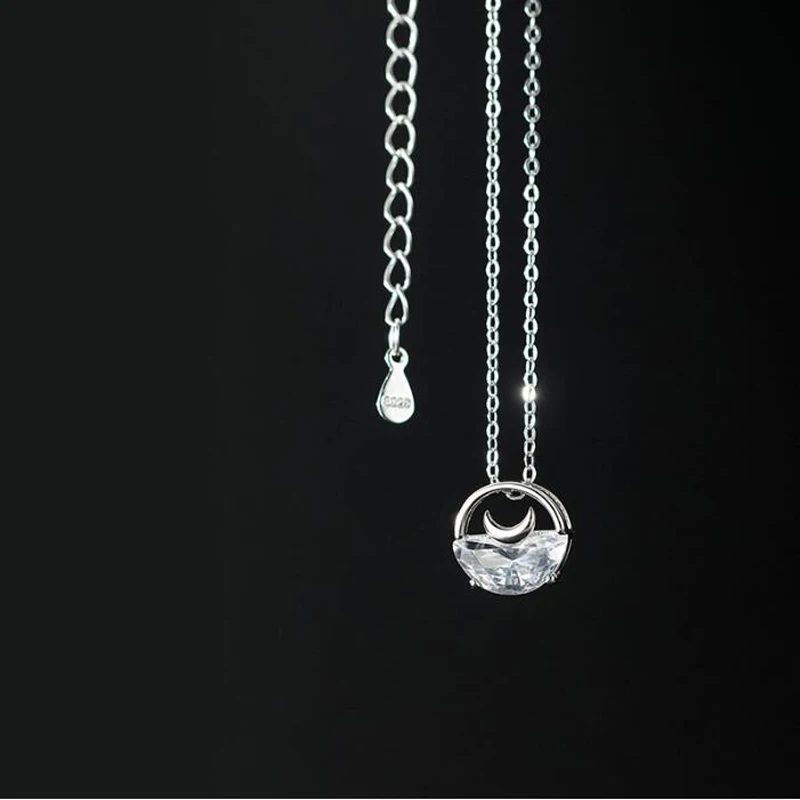 Half Round Moissanite Spring Water Pendant Necklace Original 925 Sterling Sliver 18k White Gold Fine Necklace for Women Jewelry