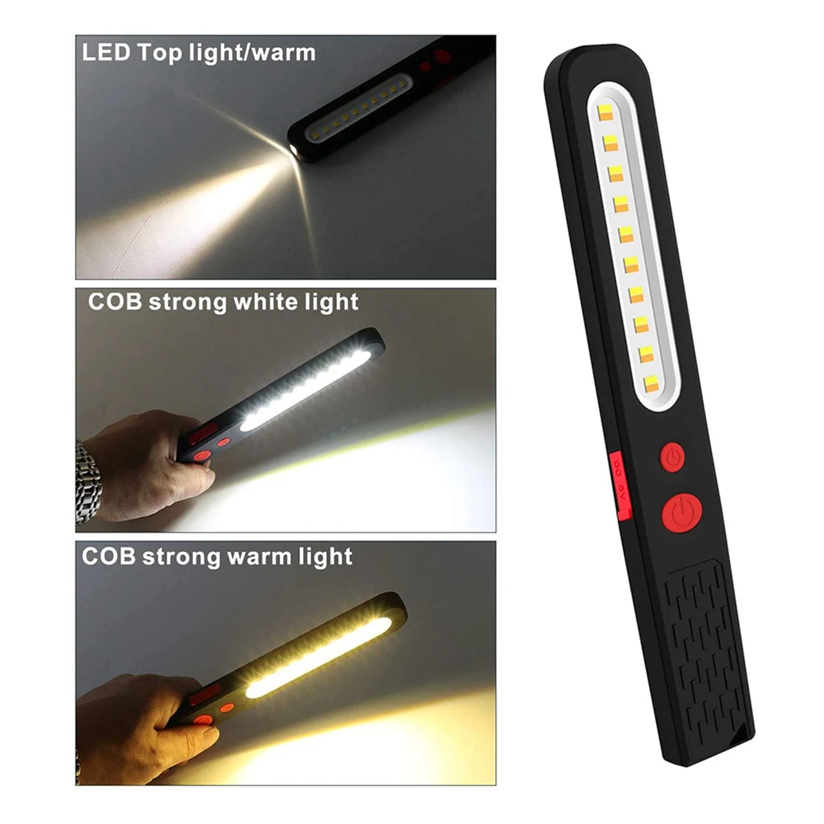 ABJT-LED Work Lights,Inspection Light,5W COB LED Dual-Color Lights With Adjustable Brightness Lamp,For Car Repair,Camping,Etc