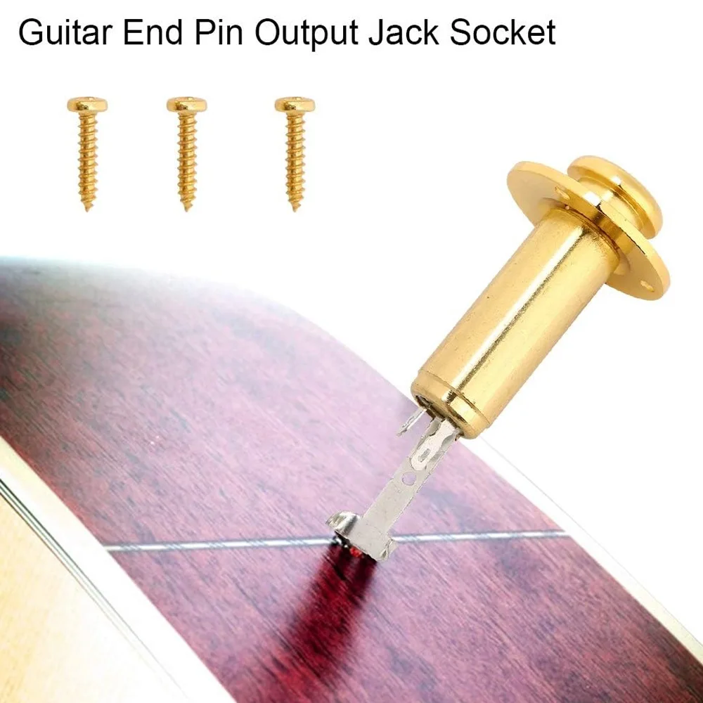 Acoustic Guitar Strap Button Jack Strap Pin Output Jack for Electro-Acoustic Guitar Endpin Jack Socket