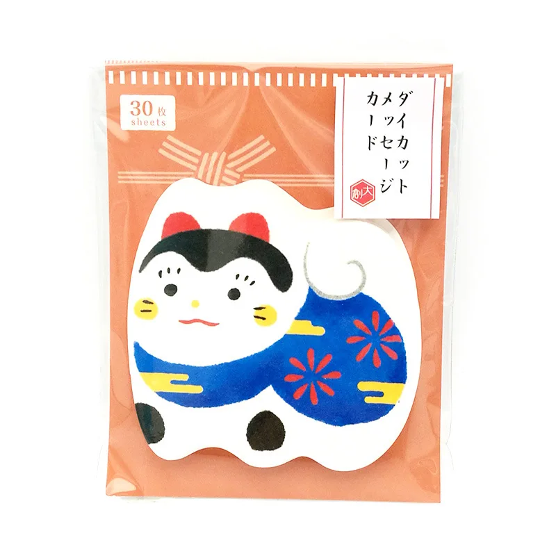30 Sheets Japan Memo Card Cute Cartoon Lucky Cat Message Card Handwritten Blank Word Card Information Card Sticky Notes
