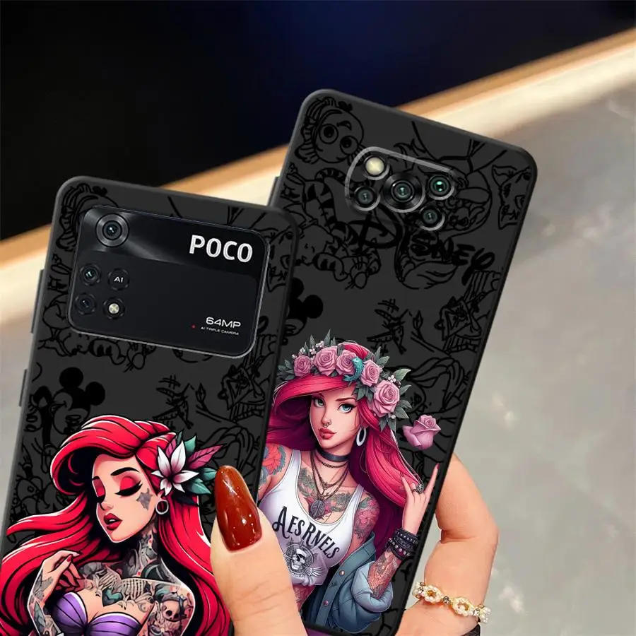 ديزني الوشم ارييل الأميرة الحال بالنسبة Xiaomi Poco M5 C50 C51 F3 F4 F5 X3 X4 X5 C65 M3 M4 برو لينة الغطاء الخلفي للهاتف